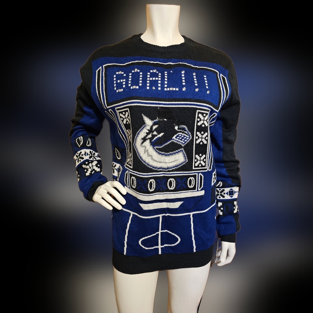 💙 90. NHL Vancouver Canucks Men's Size Large Lightup Ugly Christmas Sweater
